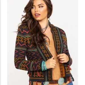 SHYANNE WOMEN'S MULTI-COLOR AZTEC CROPPED CARDIGAN